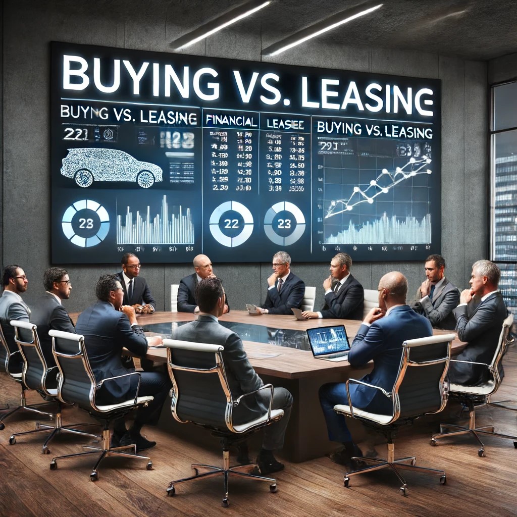 DALL·E 2024-06-16 18.47.25 - A modern corporate boardroom where executives are discussing the financial strategy of buying vs. leasing assets. The room is sleek and well-equipped 