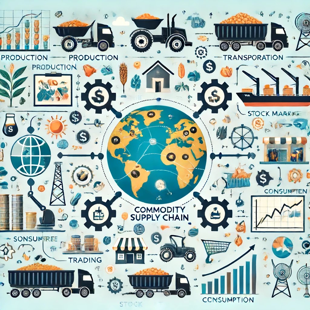 DALL·E 2024-06-15 21.11.02 - An infographic illustrating the global commodity supply chain, highlighting the journey of agricultural products from farms to markets. The infographi